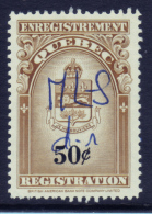 Fiscaux #QR33 (50 C Coat Of Arms  ) Timbre Taxe Quebec Registration Canada Revenue Stamp Recto /verso - Fiscaux