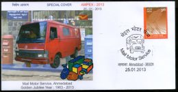India 2013 AMPEX Mail Moter Service Ahmedabad Transport Van Special Cover # 7407 Inde Indien - Bus