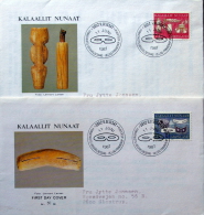 Greenland 1987  Inuit Artefacts Sewing Needles, Masks MiNr.174-75   FDC ( Lot Ks) - FDC