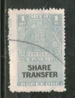 India Fiscal 1964's Re.1 Share Transfer Revenue Stamp # 3615E Inde Indien - Francobolli Di Servizio
