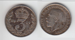 **** GRANDE-BRETAGNE - GREAT-BRITAIN - 3 - THREE PENCE 1917 GEORGE V - SILVER **** EN ACHAT IMMEDIAT !!! - F. 3 Pence