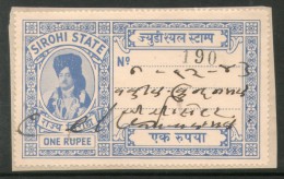India Fiscal Sirohi State Re. 1 King Type 15 KM 155 Court Fee Stamp Used # 4028B Inde Indien - Sonstige & Ohne Zuordnung