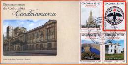 Lote 2013-2F, Colombia, 2013, Depto Cundinamarca, 3 FDC, Waterfalls, Churches, History, Bridge, Lake, Nariño, Heraldry - Kolumbien