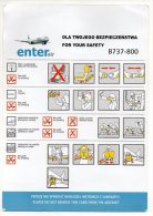 SAFETY CARD - ENTER AIR - B737-800 - A Voir ! - - Safety Cards