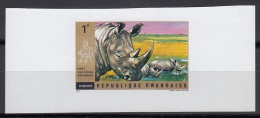 Rwanda Sc447 Wildlife, Animal, Rhinoceroses, Deluxe Proof, Epreuve - Rhinocéros