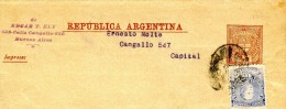 Argentina- Postal Stationery- Wrapper Of 1/2c Value With Additional Stamp Of 1/2c, Posted Within Buenos Aires - Enteros Postales