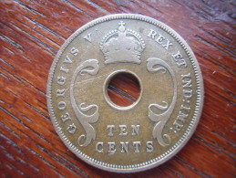 BRITISH EAST AFRICA USED TEN CENT COIN BRONZE Of 1936  - GEORGE V. - Britse Kolonie