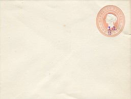 Barbados (Great Britain)- Postal Stationery Envelope With Victoria 1p Value, Overprinted Violet 1/2d. (unused) - Barbados (...-1966)