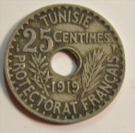 Tunisie 25 Centimes 1919 Protectorat Français - Tunesien