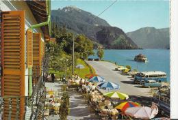 AUSTRIA  - POSTCARD  ACHENSEE - VIEW FROM HOTEL SCHOLASTIKA + RIVER BOAT - ADDR TO LUZERN /SWITZ. W 1 ST OF 2 S POSTMARK - Achenseeorte