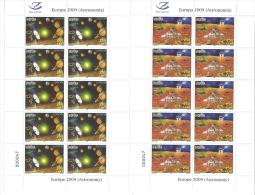 ALBANIA - EUROPA 2009 - ANNUAL THEME "ASTRONOMY" - SET Of 2 In TWO SHEETLETS Of 10  (PERFORATED) - 2009