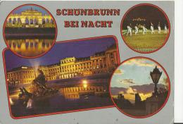 AUSTRIA  - POSTCARD WIEN -SCHLOSS / CASTLE SCHONBRUNN BY NIGHT 4 VIEWS W 2 STS OF 2 S NO POSTMARK  REPOS758 RAUCOLOR HAN - Palacio De Schönbrunn