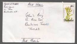 Barbados 1994 Airmail Cover To USA Herringbone Flower - Barbades (1966-...)