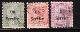 Ceylon 1885-1900 Overprinted On Service 3v Used - Ceylon (...-1947)