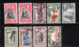 Ceylon 1938-36 King George V 9v Used - Ceylon (...-1947)