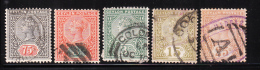 Ceylon 1886-1900 Queen Victoria 5v Used - Ceylan (...-1947)