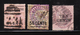 Ceylon 1885-87 Surcharged 3v Used - Ceylon (...-1947)