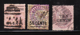 Ceylon 1885-87 Surcharged 3v Used - Ceylan (...-1947)