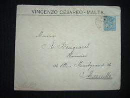 LETTRE POUR FRANCE TP 2 1/2 D OBL. DE ? 32 VALLETTA MALTA + VINCENZO CESAREO - Malta (...-1964)