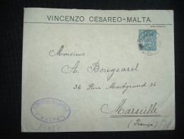 LETTRE POUR FRANCE TP 2 1/2 D OBL. JU 22 32 VALLETTA MALTA + VINCENZO CESAREO - Malte (...-1964)