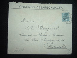 LETTRE POUR FRANCE TP 2 1/2 D SURCHARGE POSTAGE AND REVENUE OBL. JY 6 32 VALLETTA MALTA + VINCENZO CESAREO - Malte (...-1964)