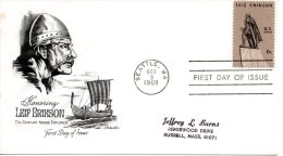 USA. N°862 Sur Enveloppe 1er Jour (FDC) De 1968. Explorateur Leif Erikson/Statue/Drakkar. - Erforscher