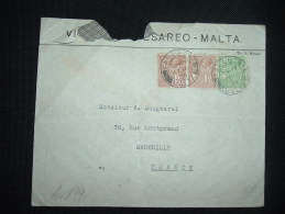 LETTRE POUR FRANCE TP 1D X2 + 1/2D OBL. MY 16 34 VALLETTA MALTA + VINCENZO CESAREO - Malta (...-1964)