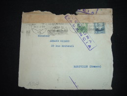 DEVANT DE LETTRE POUR FRANCE TP 50C + 10C OBL.MEC. 30 JUL 37 VALENCIA + CENSURA VALENCIA - Republicans Censor Marks