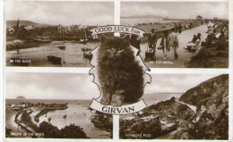 GOOD LUCK FROM GIRVAN - REAL PHOTOGRAPHIC MULTI VIEW - POSTED 1943 - Ayrshire
