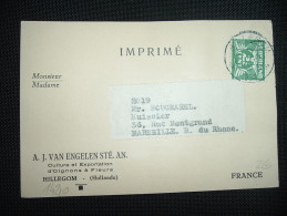 CARTE TARIF IMPRIME POUR LA FRANCE TP 2 1/2 C OBL. 17 IV 11 HILLEGOM 1934 + VAN ENGELEN FLEURS - Lettres & Documents