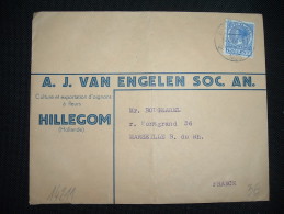 LETTRE POUR LA FRANCE TP 12 1/2 C OBL. 28 IV 6 HILLEGOM 1935 + VAN ENGELEN FLEURS - Lettres & Documents