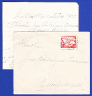 ENVELOPPE AVEC LETTRE  --  CAMPO MAIOR  - 15 . OUT. 1955 - Cartas & Documentos