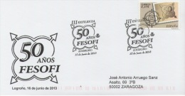 SPAIN. POSTMARK 50th ANNIV. FESOFI. LOGROÑO 2013 - Franking Machines (EMA)