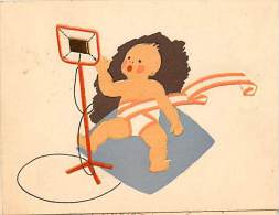 SIMPATICO BIGLIETTO-CARTOLINA ILLUSTRATO CON UN BEBE' CANTERINO. ANNI '40 - Geboorte