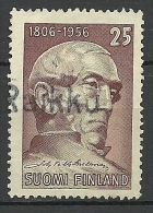 FINLAND FINNLAND 1956 Philosoph Snelmann Interesting Line Cancel Rarkku - Used Stamps