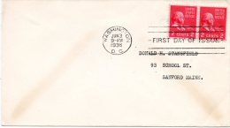 USA. N°371 X2 Sur Enveloppe 1er Jour (FDC) De 1938. J. Adams. - 1851-1940