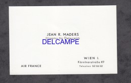 CDV Carte De Visite Ancienne - JEAN R. MADERS , Directeur Air France Pour L´ Autriche - Wien , Vienne - Avion - Autres & Non Classés