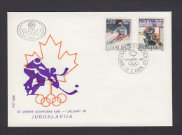 YUGOSLAVIA  - FDC, Olympic Winter Games Calgary 1988 - Inverno1988: Calgary