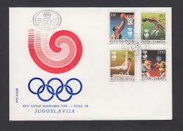 YUGOSLAVIA  - FDC, Olympic Summer Games Seoul 1988 - Summer 1988: Seoul