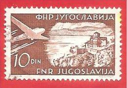 JUGOSLAVIA - USATO - 1951 - Airmail - Vedute - Landscape - 10 Dinar - Michel YU 648A - Used Stamps