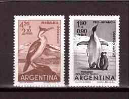 ARGENTINA 1961 Surtax For Youth Yvert Cat. N° 636 + Air 82 MINT NEVER HINGED - Penguins