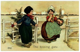 Dutch Children ´ The Kissing Gate´  Artist Signed Florence Hardy - Hardy, Florence