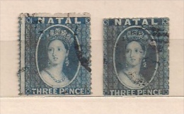 NATAL 1861 QUEEN VICTORIA 3p Used & Hinged 2items - Natal (1857-1909)