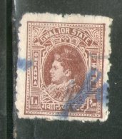 India Fiscal Gwalior State 1An Jivaji Rao Type 57 KM 571 Court Fee Stamp Used # 4106B Inde Indien - Altri & Non Classificati