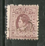 India Fiscal Gwalior State 1An Jivaji Rao Type 57 KM 571 Court Fee Stamp Used # 4106C Inde Indien - Altri & Non Classificati