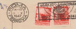 Italie, Flamme ROMA, Jubilee MARCONI (Radio, Transmissions, Cinema....), 1947 (sur Carte Postale) - Telecom