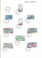 Timbres Oblitérés Sur Feuille Format A4 : N° 13A; 17; 22; 30; 34 à 38 - KERGUELEN 22/2/1971 - Oblitérés