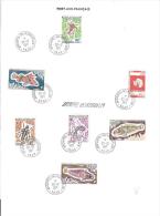 TIMBRES OBLITERES Sur Feuille Format A4 - N° 39; 40 à 42; 43 à 45 - KERGUELEN Le 30/12/1971 - Usados