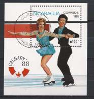 Nicaragua 1988 - Calgary '88  M/S Icedancing  - Y&T B182   Mi. B176 - Used, Oblit., Gest. - Winter 1988: Calgary