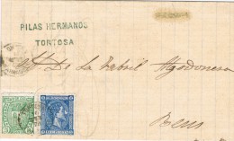 4078. Carta TORTOSA (Tarragona) 1876. Impuesto De Guerra - Cartas & Documentos